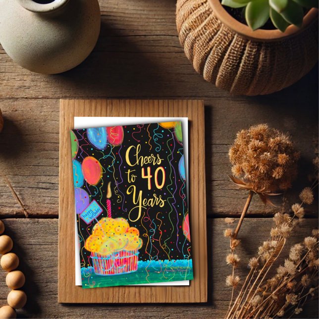 Cheers to 40 Years Happy Birthday Balloons  Card (Creator Uploaded)
