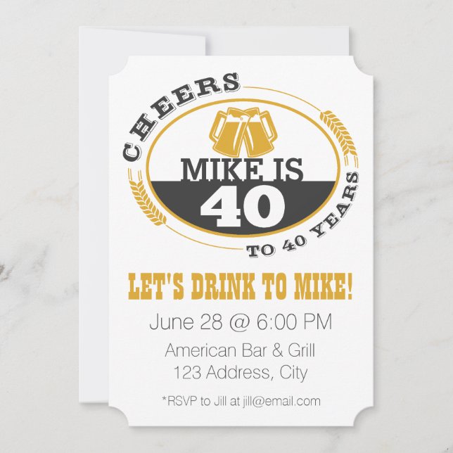Cheers to 40 Years Invitation (Front)