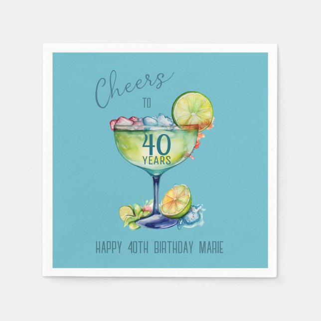 Cheers to 40 Years Milestone Birthday  Napkin (Front)
