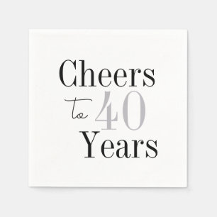 Cheers to 40 Years Minimal Silver Party Napkin