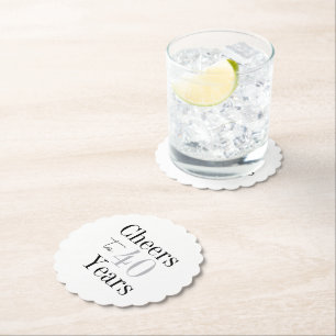 Cheers to 40 Years Minimal Silver Party Paper Coaster