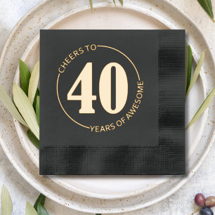 Cheers To 40 Years Of Awesome 40th Birthday Foil Napkins