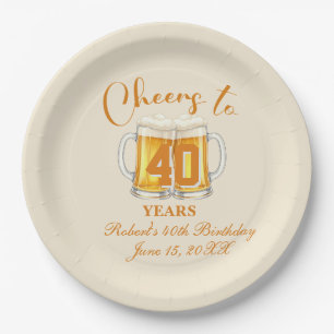 Cheers to 40 Years Paper Plate