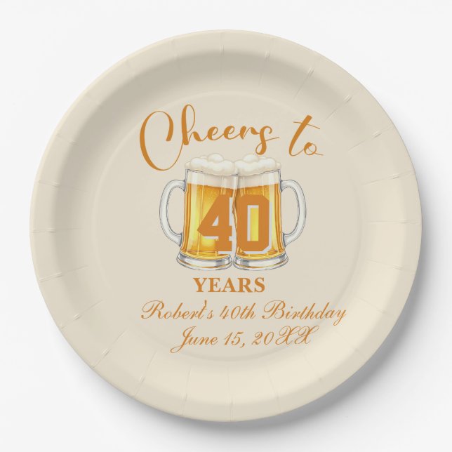 Cheers to 40 Years  Paper Plate (Front)