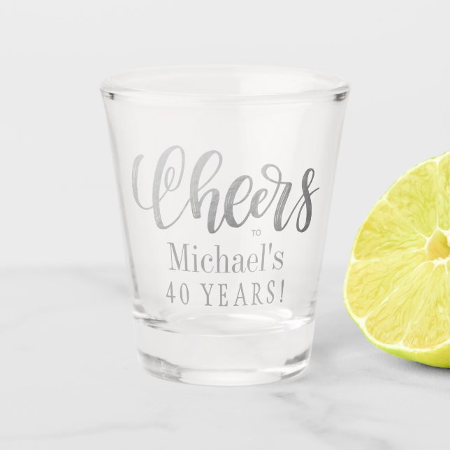 Cheers to 40 years personalised birthday  shot glass (Front)