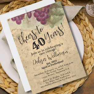 Cheers to 40 Years Vintage Rustic 40th Birthday  Invitation