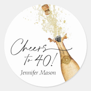 Cheers to 40th Birthday Champagne Classic Round Sticker