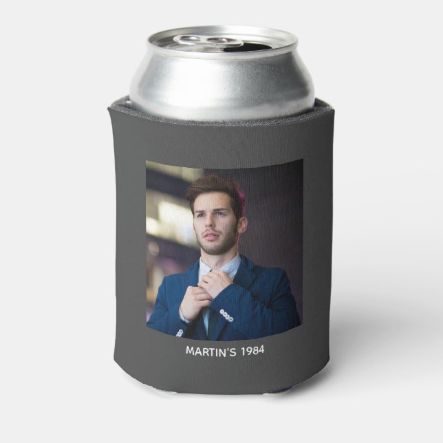 Cheers to 40th Birthday Elegant Funny Dark Grey Can Cooler (Can Back)