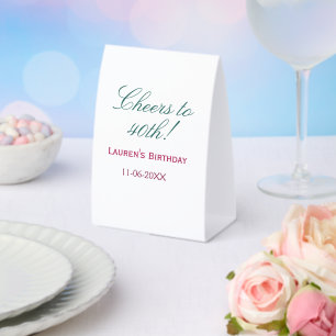 Cheers to 40th birthday name date mauve blue elega
