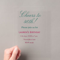 Cheers to 40th birthday name date mauve blue elega
