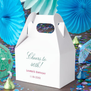 Cheers to 40th birthday name date mauve blue elega favour box
