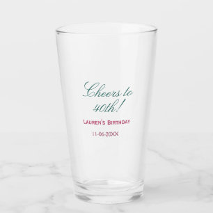Cheers to 40th birthday name date mauve blue elega glass