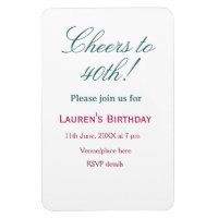Cheers to 40th birthday name date mauve blue elega