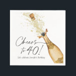 Cheers to 40th Birthday Personalised Paper Napkins<br><div class="desc">Let's Cheer to 40! These paper napkins are the perfect addition to your 40th Birthday Party. Designed with a beautiful watercolor Gold Champagne Bottle.  Matching items in our store Cava Party Design.</div>