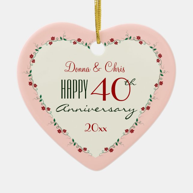Cheers to 40th Wedding Anniversary Christmas Gifts Ceramic Ornament (Front)