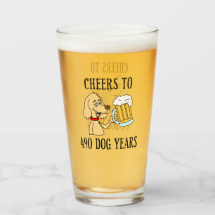 Cheers To 490 Dog Years 70th Birthday Glass
