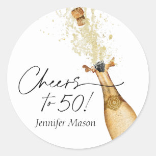 Cheers to 50 Birthday Gold and Black Classic Round Sticker