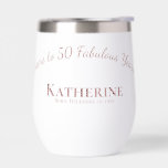 Cheers to 50 Fabulous Years! Birthday Gift<br><div class="desc">Celebrate the big 5-0 in style with this sleek and durable stainless steel wine tumbler! Featuring the phrase "Cheers to 50 Fabulous Years, " it’s the perfect personalised gift for milestone birthdays. Keeps beverages at the perfect temperature, making every sip special. This trendy super cute personalised stemless wine glass makes...</div>