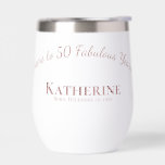 Cheers to 50 Fabulous Years! Birthday Gift<br><div class="desc">Celebrate the big 5-0 in style with this sleek and durable stainless steel wine tumbler! Featuring the phrase "Cheers to 50 Fabulous Years, " it’s the perfect personalised gift for milestone birthdays. Keeps beverages at the perfect temperature, making every sip special. This trendy super cute personalised stemless wine glass makes...</div>