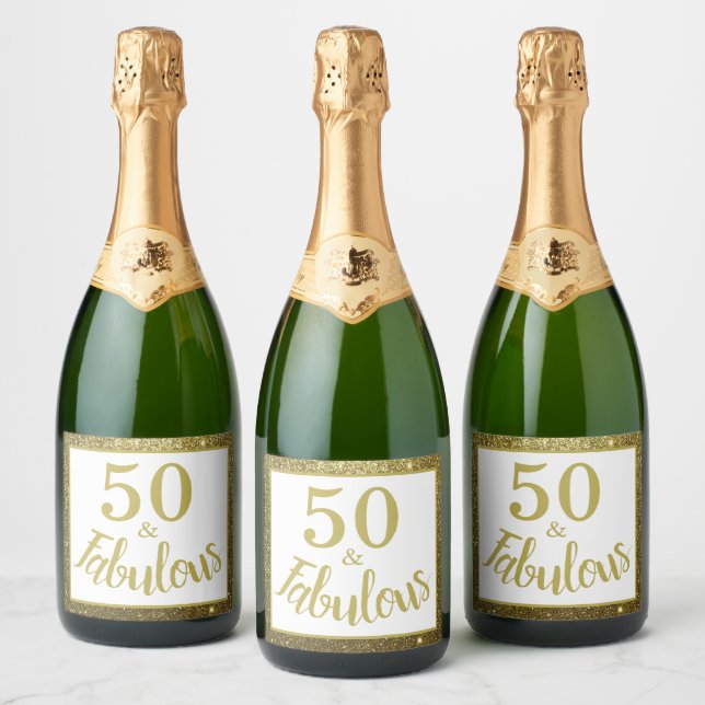 Cheers to 50 Fabulous years Sparkling Wine Label (Bottles)
