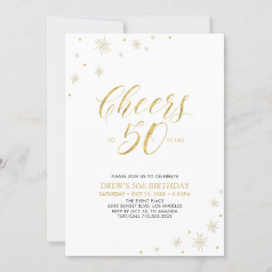 Cheers to 50   Gold Modern 50th Birthday Party Invitation