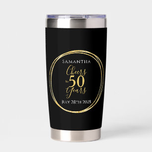 Cheers to 50 Years 50th Birthday Black Gold Party Insulated Tumbler