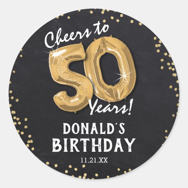 Cheers to 50 Years! 50th Birthday Classic Round Sticker (Front)