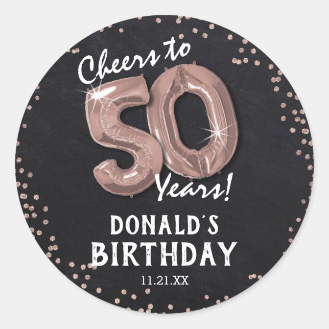 Cheers to 50 Years! 50th Birthday Classic Round Sticker (Front)