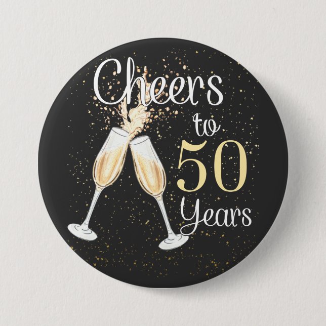 Cheers To 50 Years 50th Birthday Party Round Butto 7.5 Cm Round Badge (Front)