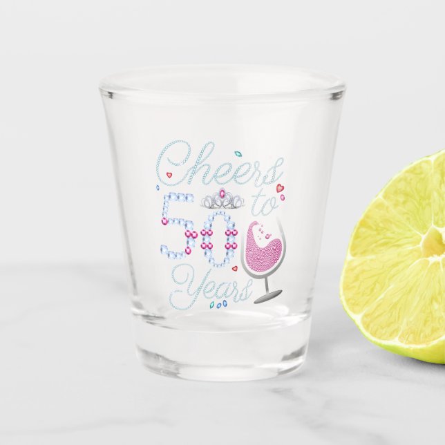 Cheers To 50 Years 50th Birthday Party Shot Glass (Front)