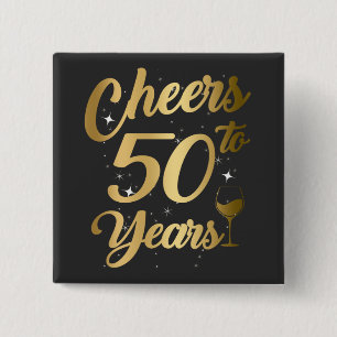 Cheers To 50 Years 50th Birthday Party Square 15 Cm Square Badge