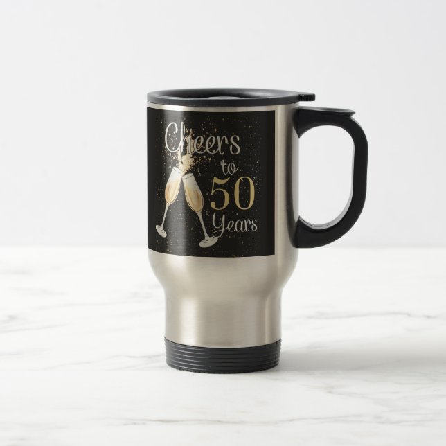 Cheers To 50 Years 50th Birthday Party Travel Mug (Right)