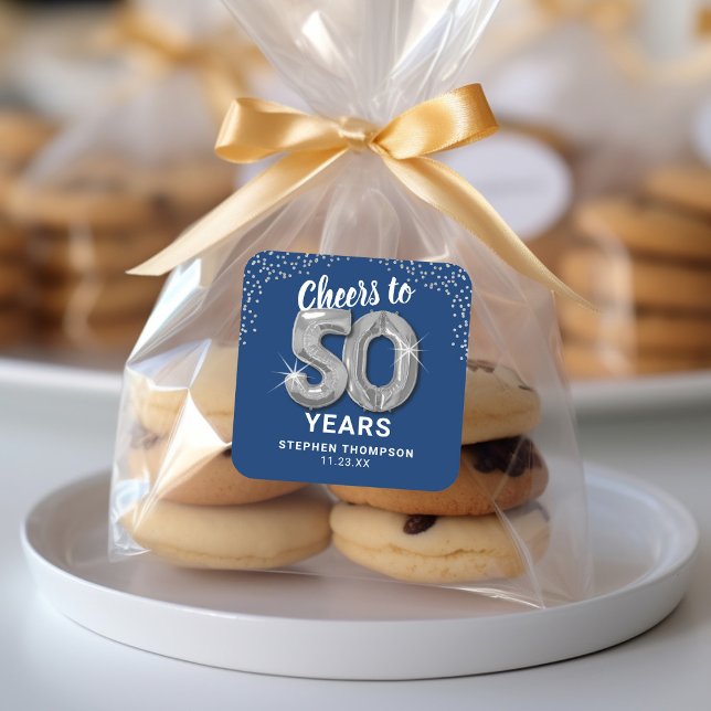 Cheers to 50 Years Adult Birthday Square Sticker (Creator Uploaded)