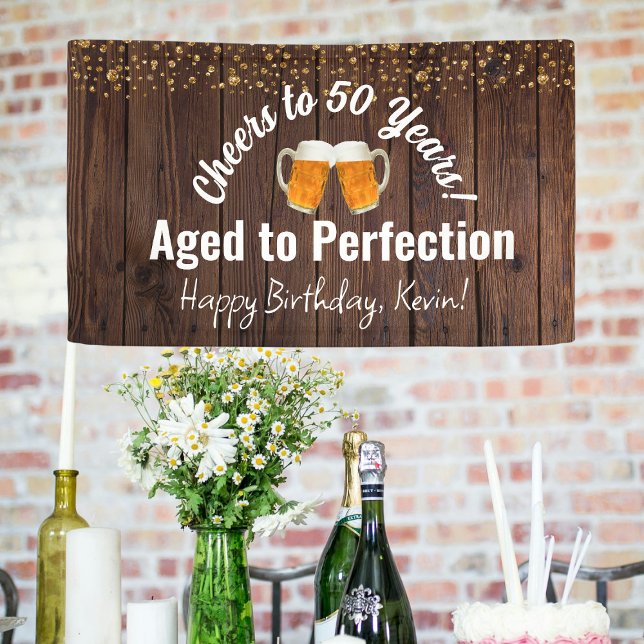 Cheers to 50 Years! Aged to Perfection Birthday  Banner (Creator Uploaded)