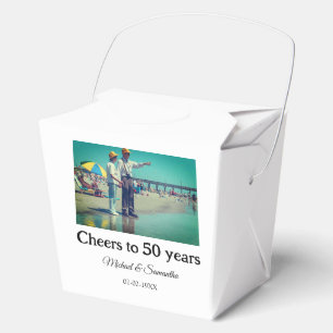 cheers to 50 years anniversary add name photo date favour box