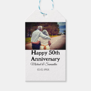 cheers to 50 years anniversary add name photo date gift tags