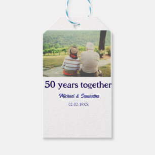 cheers to 50 years anniversary add name photo date gift tags