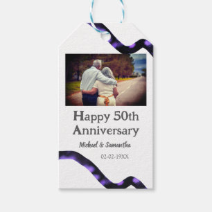 cheers to 50 years anniversary add name photo date gift tags
