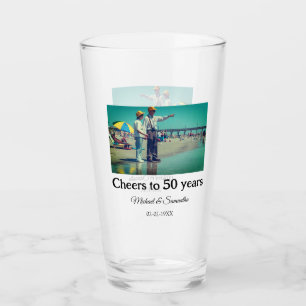 cheers to 50 years anniversary add name photo date glass