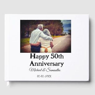 cheers to 50 years anniversary add name photo date guest book