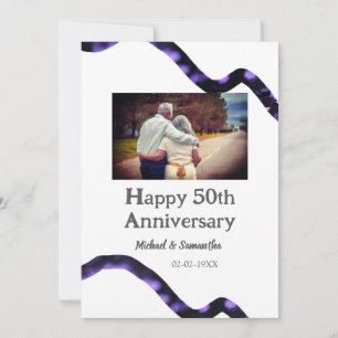 cheers to 50 years anniversary add name photo date invitation