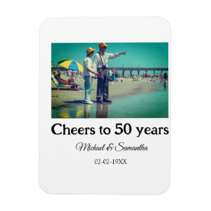 cheers to 50 years anniversary add name photo date magnet