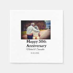 cheers to 50 years anniversary add name photo date napkin