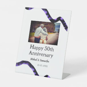 cheers to 50 years anniversary add name photo date pedestal sign
