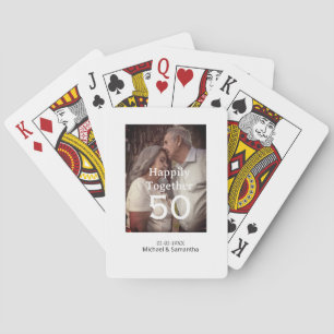 cheers to 50 years anniversary add name photo date playing cards