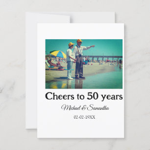 cheers to 50 years anniversary add name photo date postcard