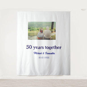 cheers to 50 years anniversary add name photo date tapestry