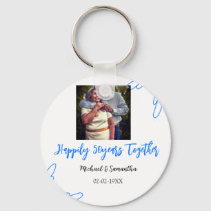 cheers to 50 years anniversary blue leaf photo nam key ring