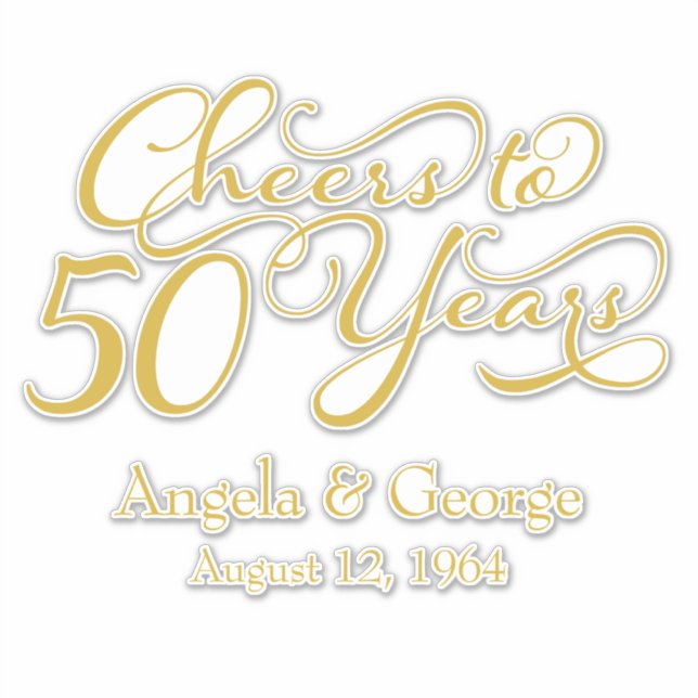 Cheers to 50 Years Anniversary Kiss-Cut Stickers (Front)