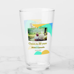 cheers to 50 years anniversary love is Sweet retro Glass